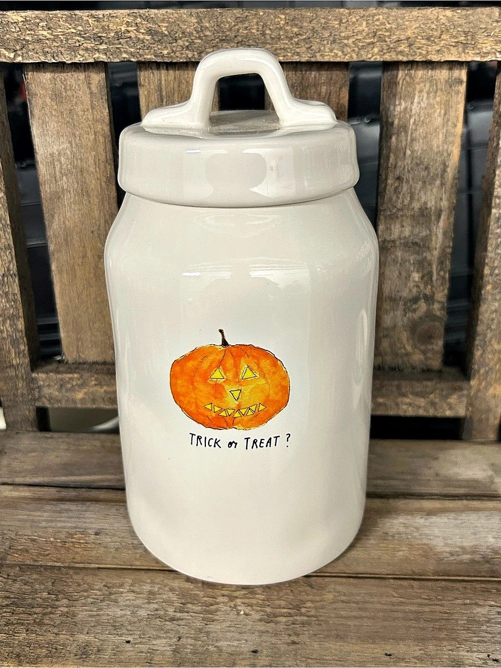 Rae Dunn Trick or Treat Fat Jack Pumpkin Canister